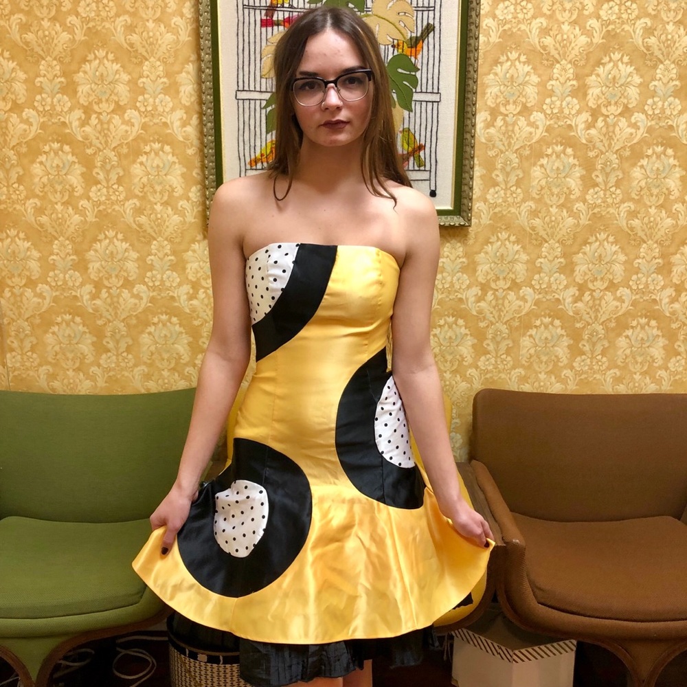 Vintage Gunne Sax Strapless Pop-Art Mini